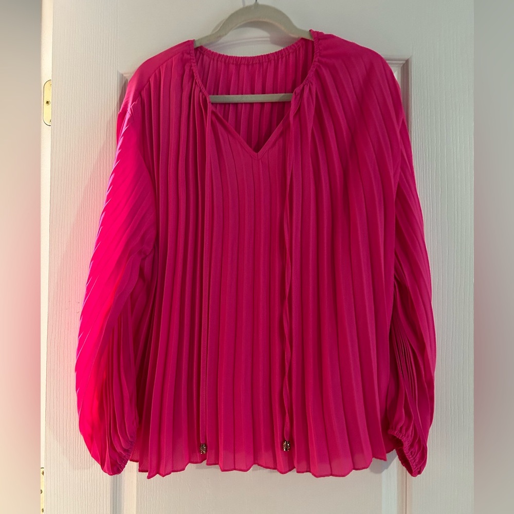 Bright pink pleated top